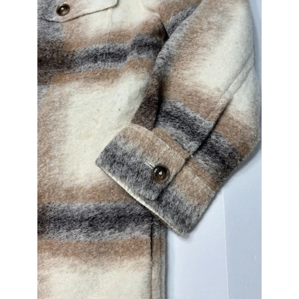 A Loves A Plaid Wool Blend Long Shacket Coat Overshirt‎ Women's Small